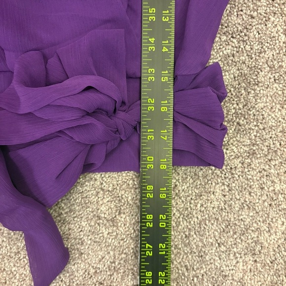Express Women's Tie Waist Top Size XS Purple V-Neck Faux Wrap Lined NWT $54 - Picture 12 of 16